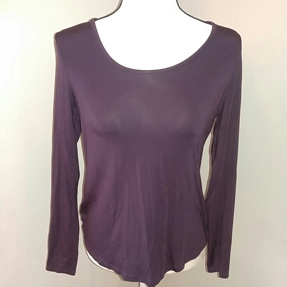 Kenar Long sleeve cowl back dark purple top